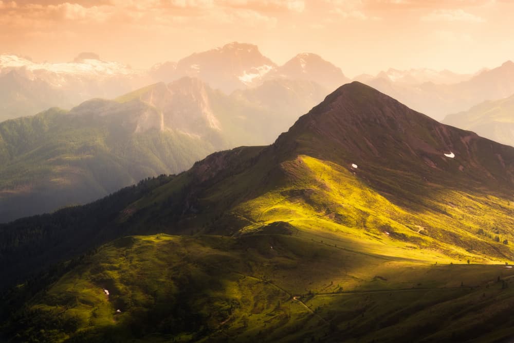 Golden Hour Mountains by Dmitry Razr — canvas wall art