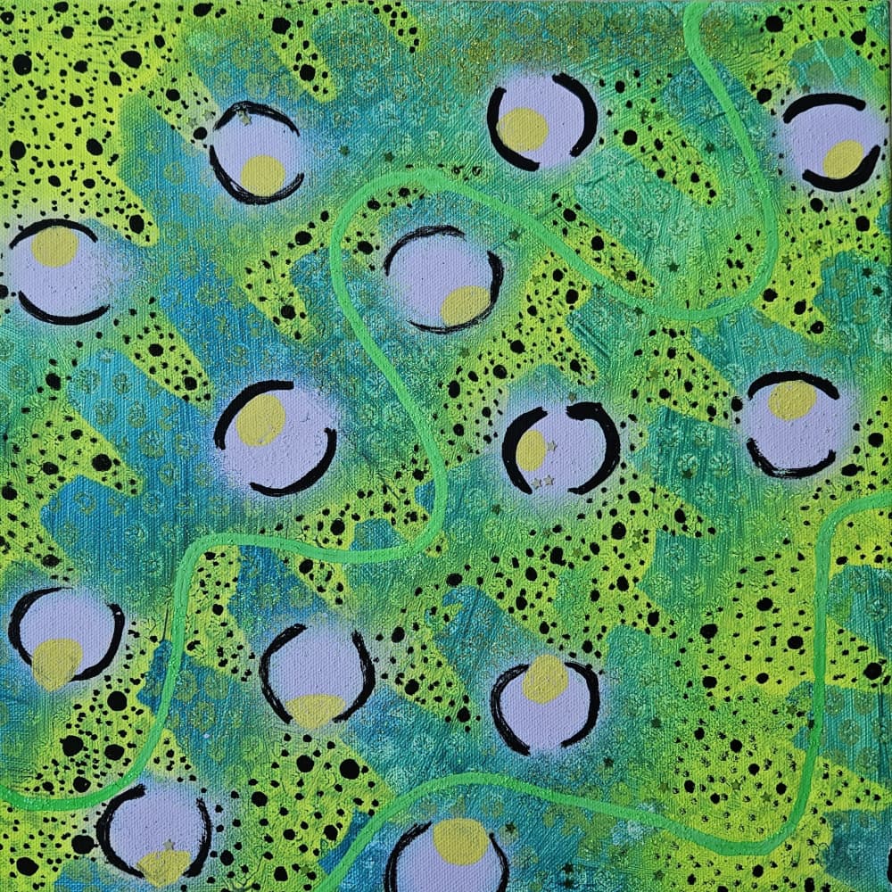 Abstract Green Eyes by Olea Huuska — canvas wall art
