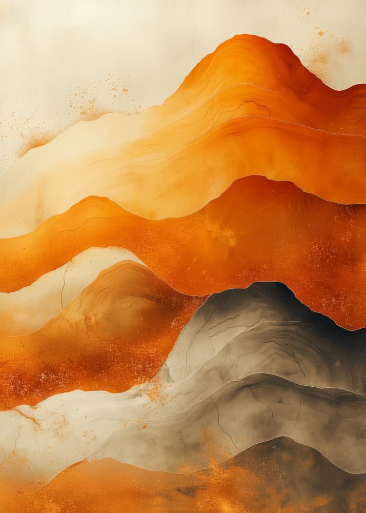 Orange Layered Mountains by Justyna Jaszke — canvas wall art