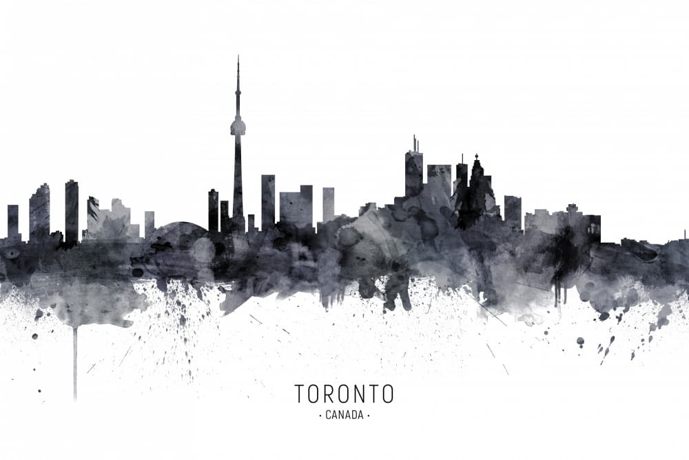 Toronto Watercolor Skyline by Michael Tompsett — canvas wall art