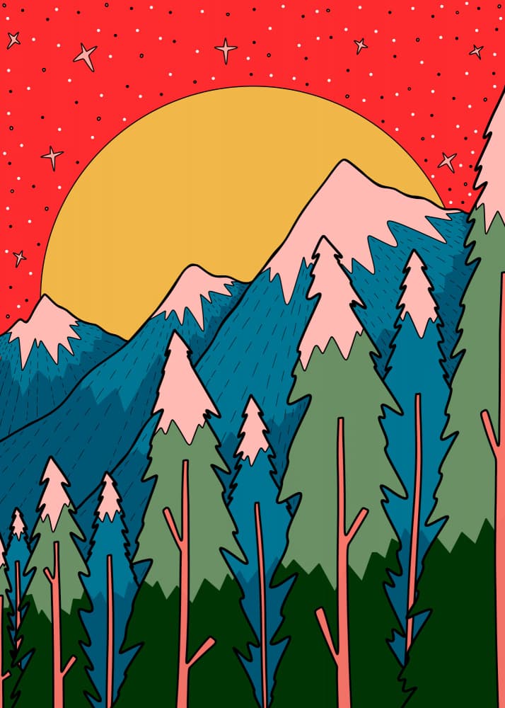Starry Mountain Sunset by Stephen Wade — canvas wall art