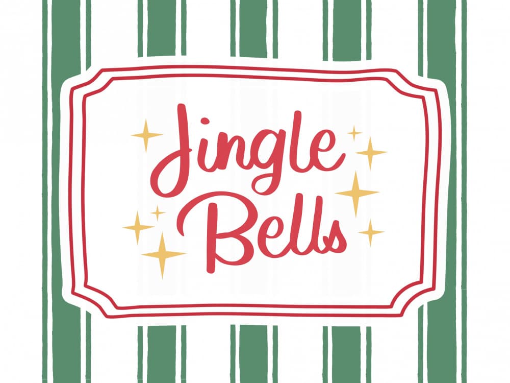 Jingle Bells Festive Stripes by Jolly and Dash — canvas wall art