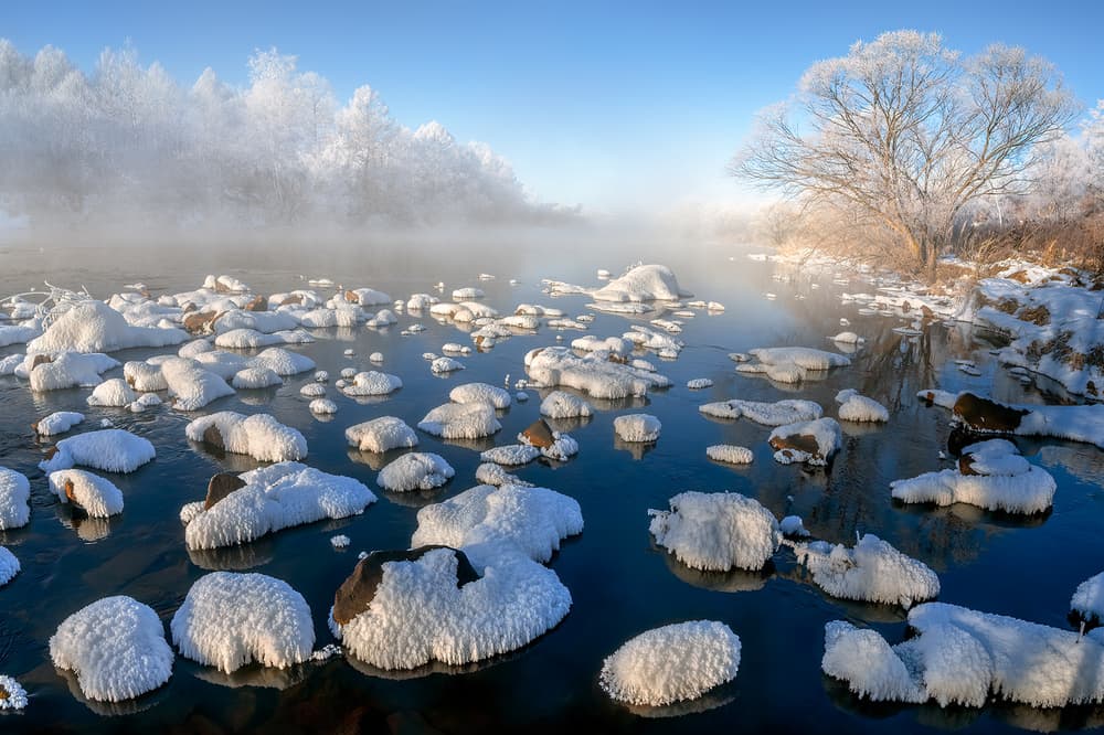 Frosted River Morning by Hua Zhu — canvas wall art