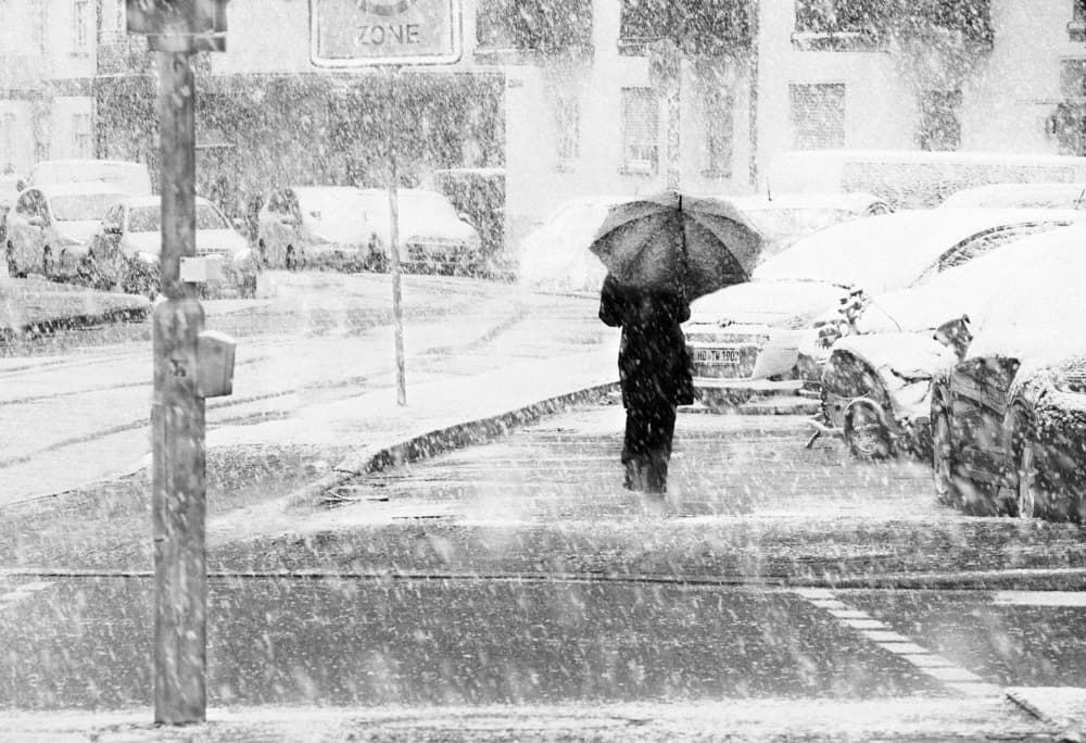 Snowy City Walk by Alexander Jikharev — canvas wall art