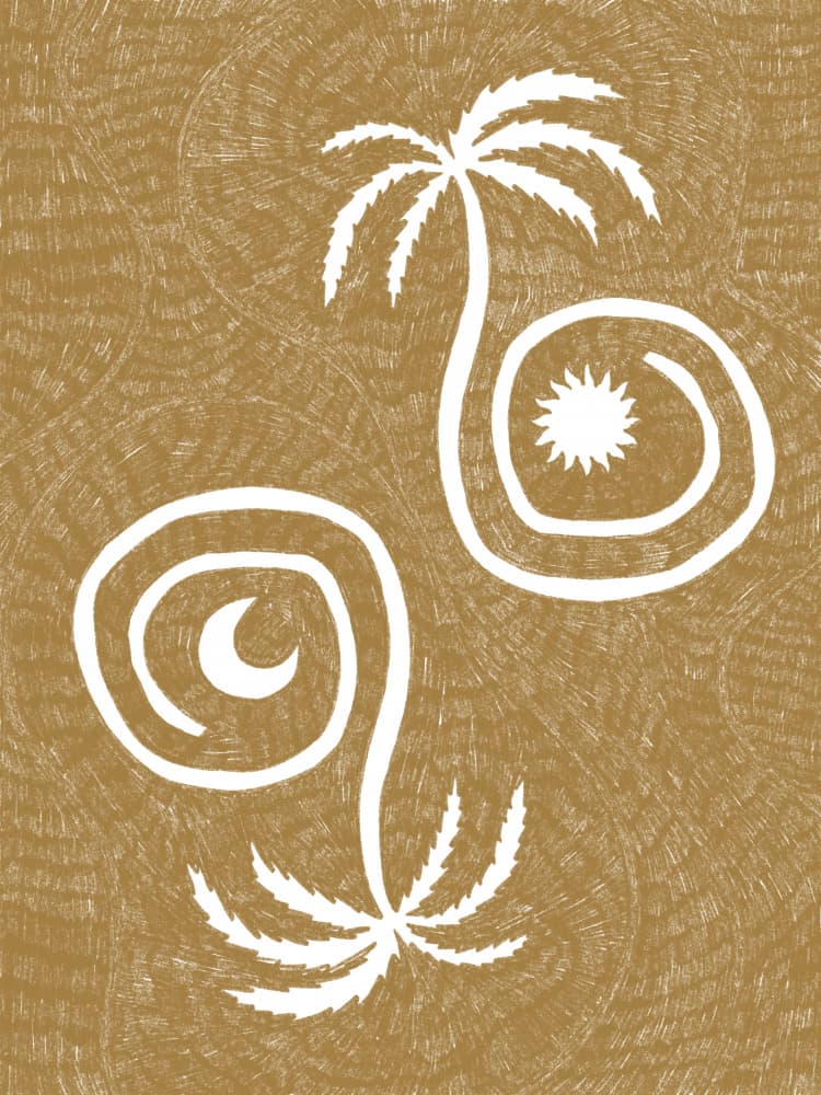 Tropical Sun Moon Palms by Shatha Al Dafai — canvas wall art