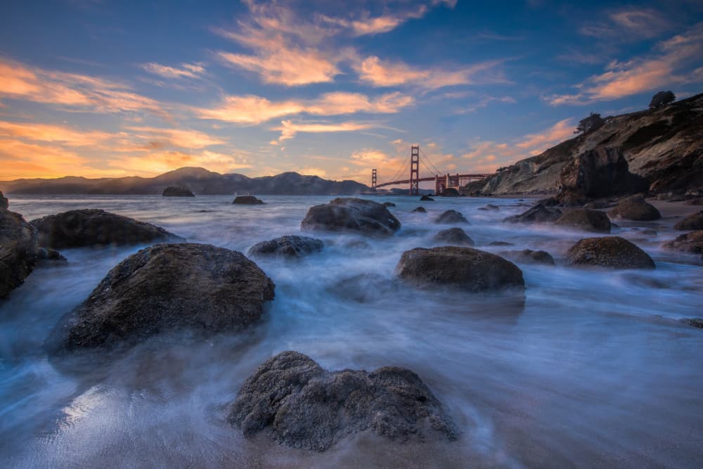 Golden Gate Beach Twilight by Jay Zhu — canvas wall art