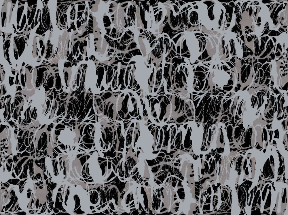 Abstract Ink Swirls Blue Black by Mareike Böhmer — canvas wall art