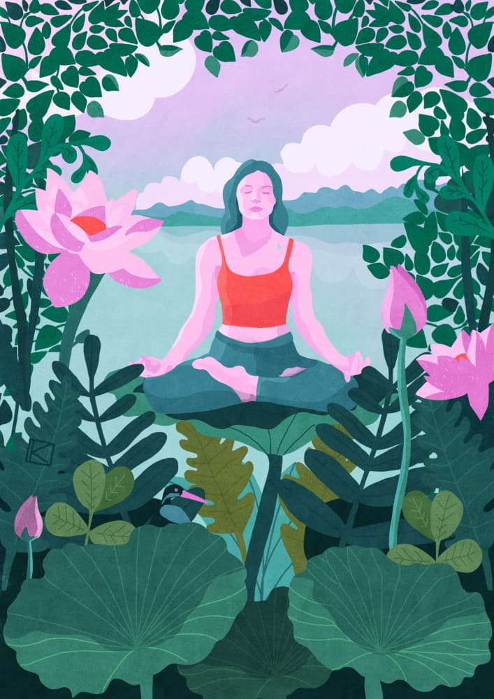 Peaceful Lotus Meditation by Sylwia Kubus — canvas wall art