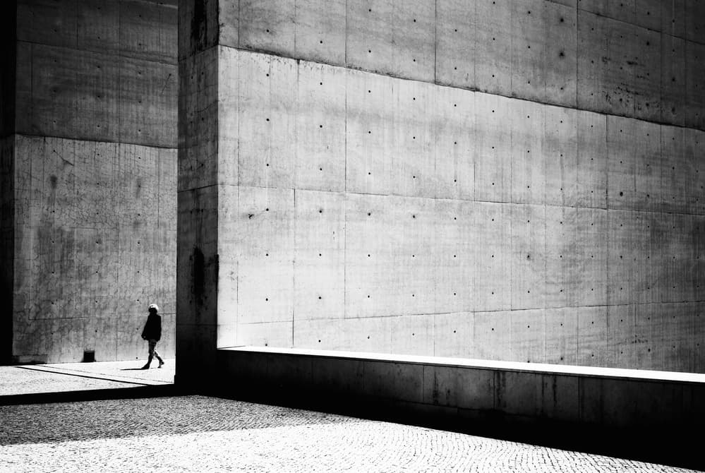 Lone Figure Concrete Walls by Paulo Abrantes — canvas wall art