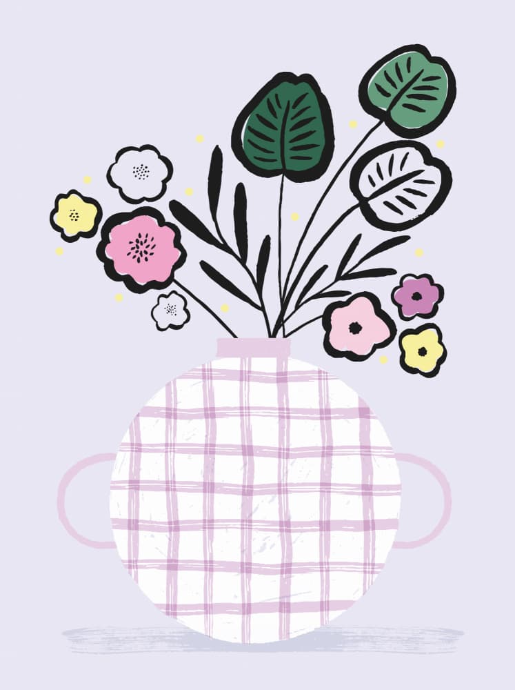 Sweet Plaid Flowers by Aislinn Simmonds — canvas wall art