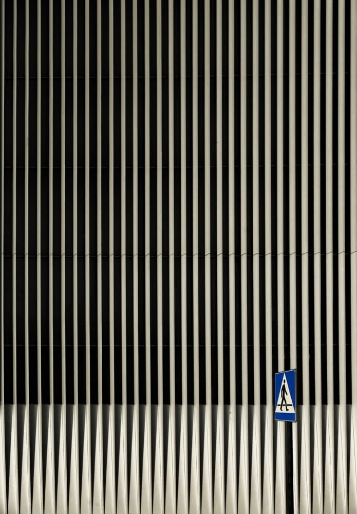 Modern Stripes Pedestrian Sign by Anna Niemiec — canvas wall art
