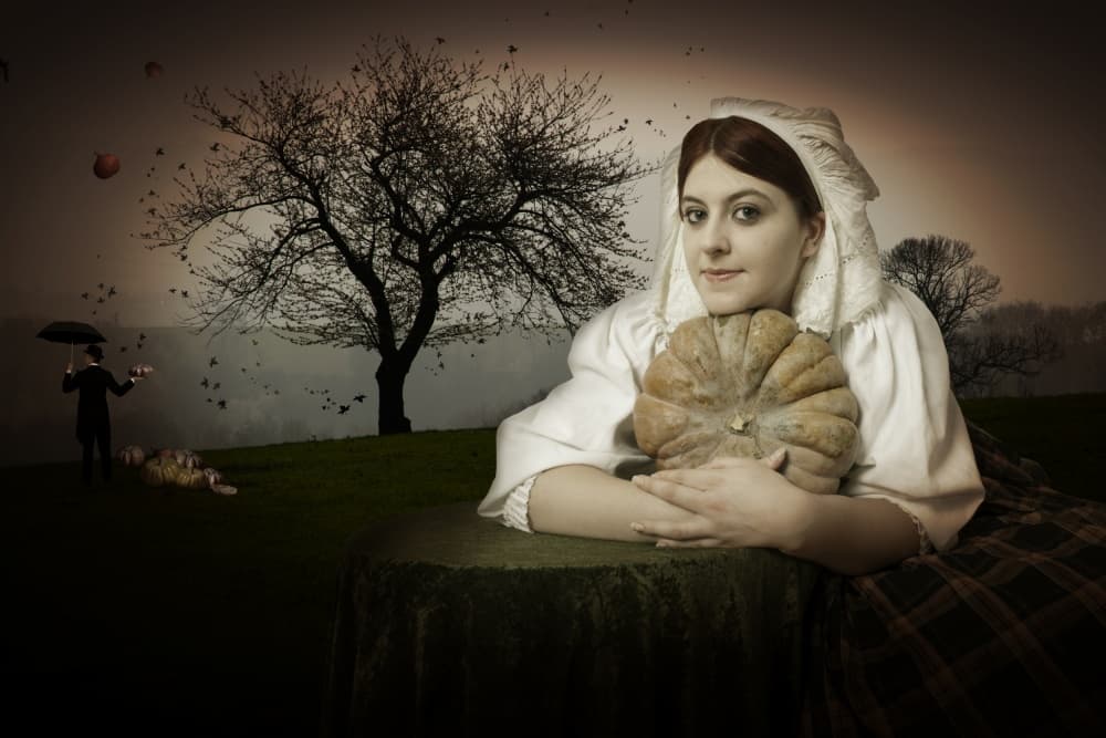 Whimsical Harvest Woman by Christine von Diepenbroek — canvas wall art