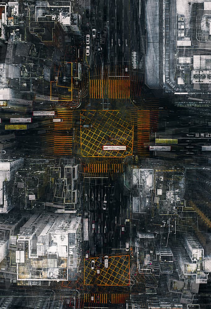 City Grid At Night by Carmine Chiriacò — canvas wall art