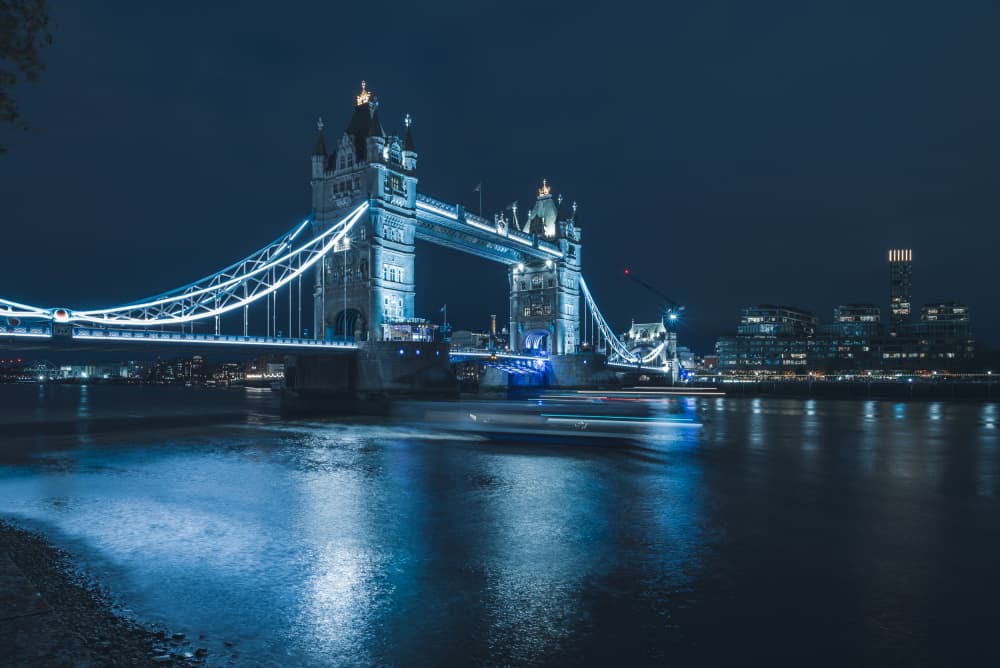 London Tower Bridge Night by Mohammed Hasan Al Janabi — canvas wall art