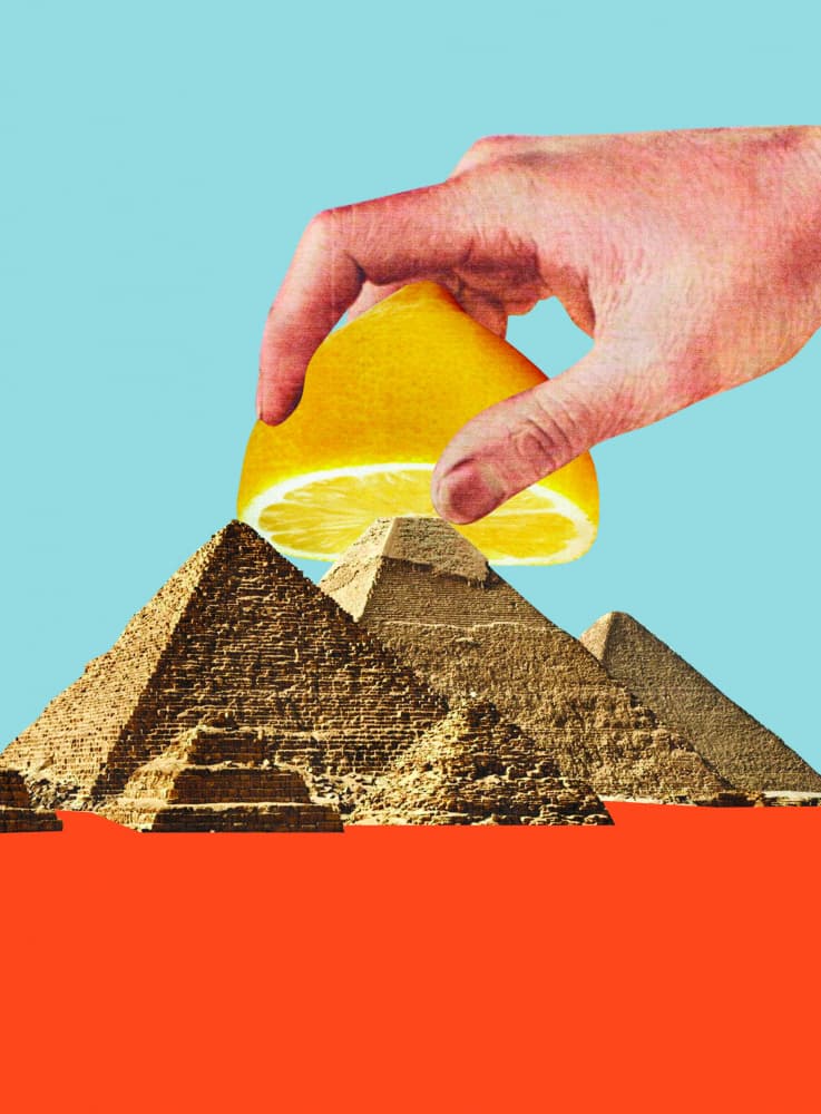 Squeezing Lemon Pyramids by Circular Concepts — canvas wall art