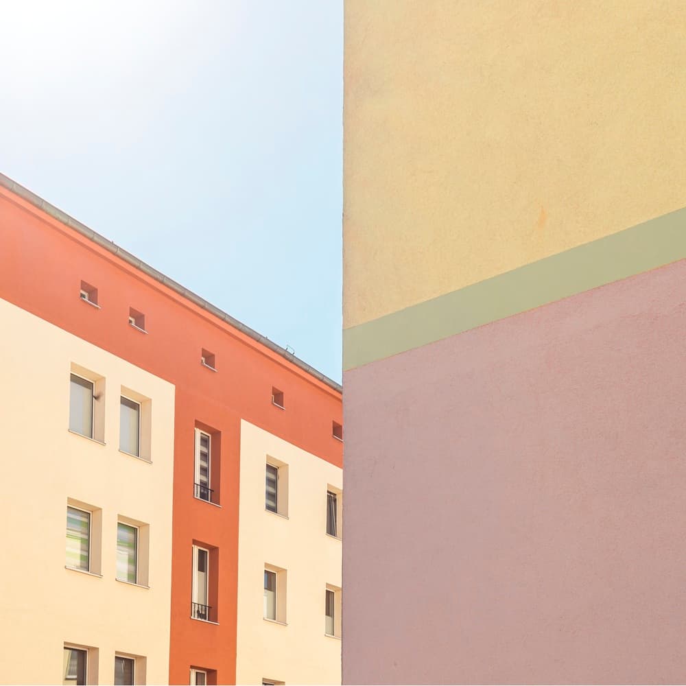 Pastel City Geometry by Michael Schulz-Dostal — canvas wall art