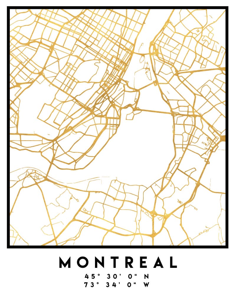 Montreal Gold Map by Emiliano Deificus — canvas wall art