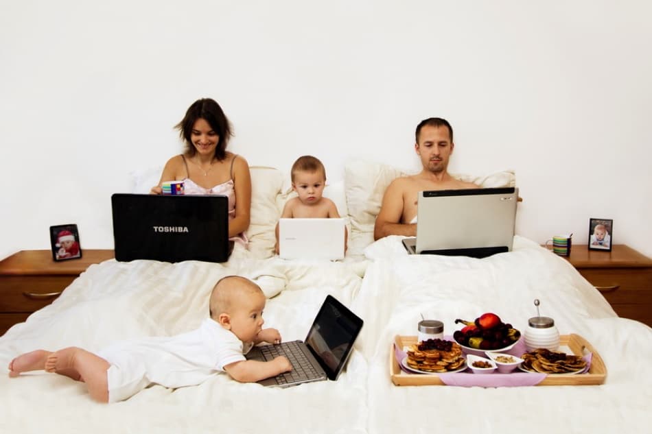 Modern Family Screen Time by Tatyana Tomsickova — canvas wall art