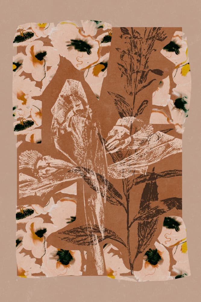 Earthy Floral Collage by Treechild — canvas wall art
