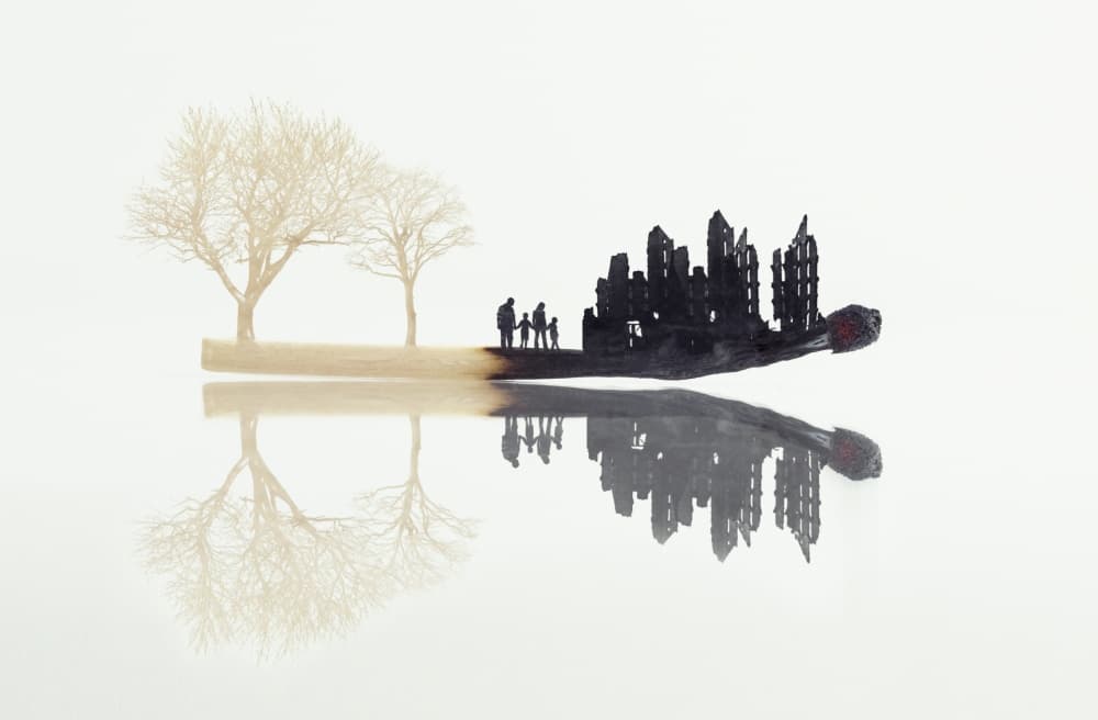 Burning World Balance by Dan-Stefan Susa — canvas wall art