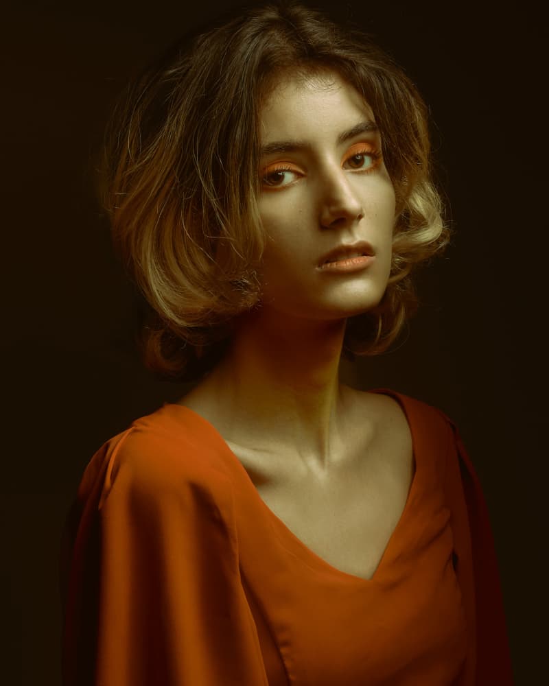 Dramatic Orange Portrait by Shizuo Shiki — canvas wall art