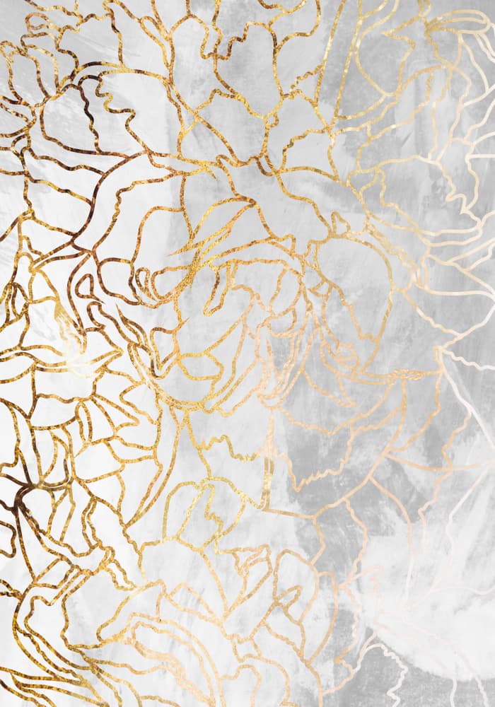 Golden Glitter Peonies by Sarah Manovski — canvas wall art