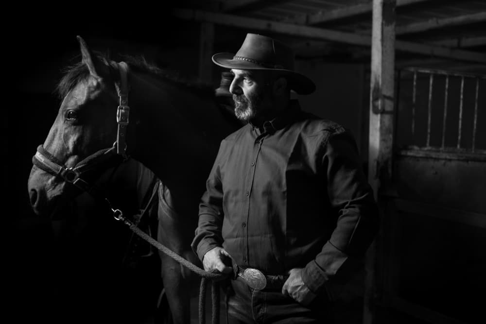Western Man and Horse by Farid Kazamil — canvas wall art