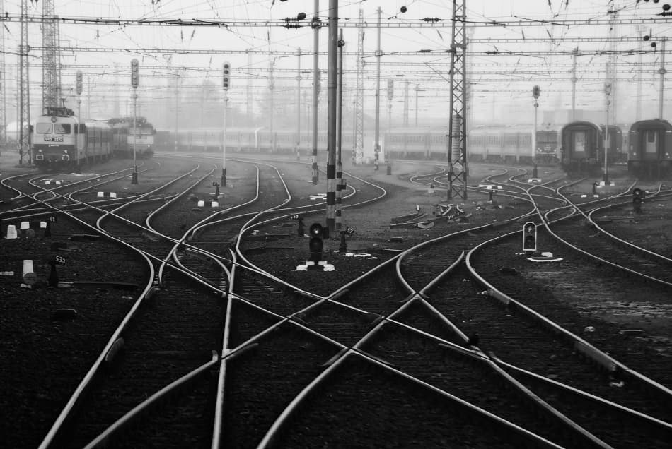 Foggy Rail Junction by Nicoleta Gabor — canvas wall art