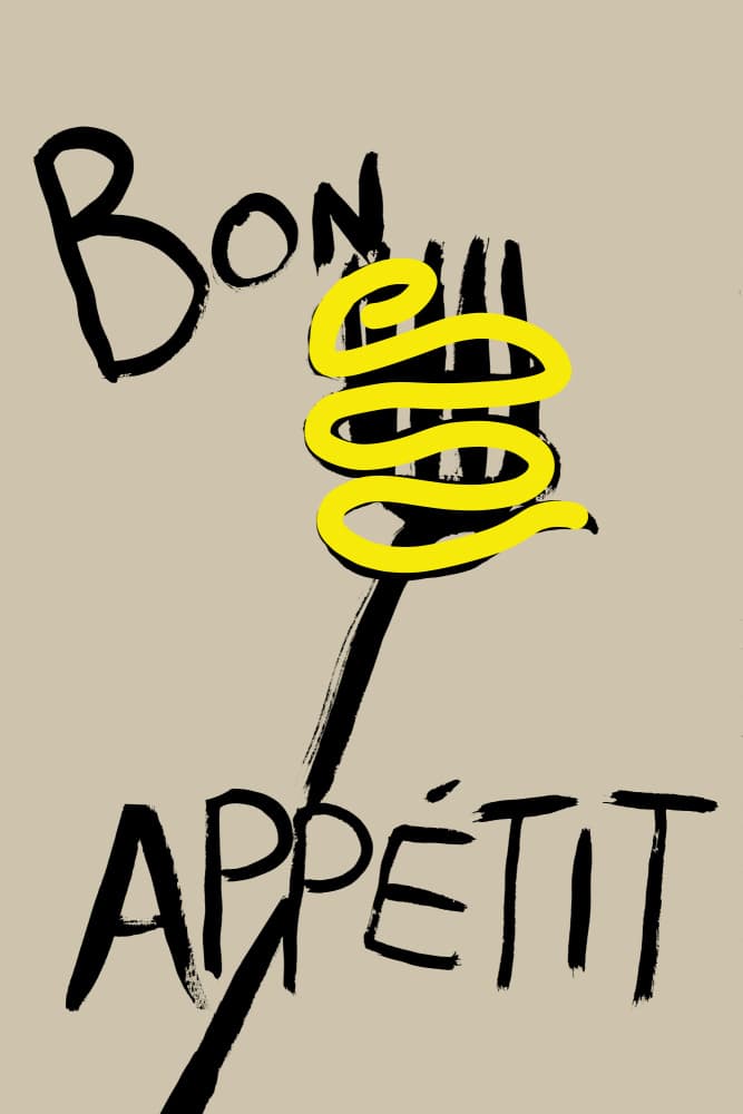 Bon Appétit Pasta Fork by cartissi — canvas wall art