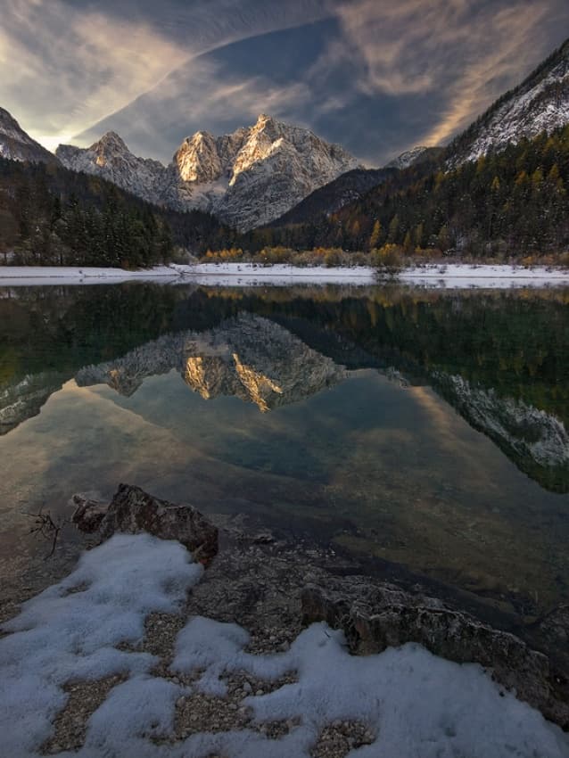 Snowy Peak Reflections by Ales Komovec — canvas wall art
