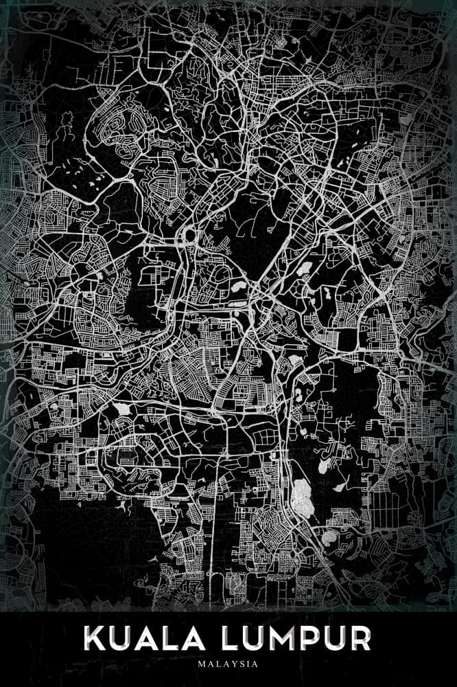 Kuala Lumpur City Map by StudioSix — canvas wall art