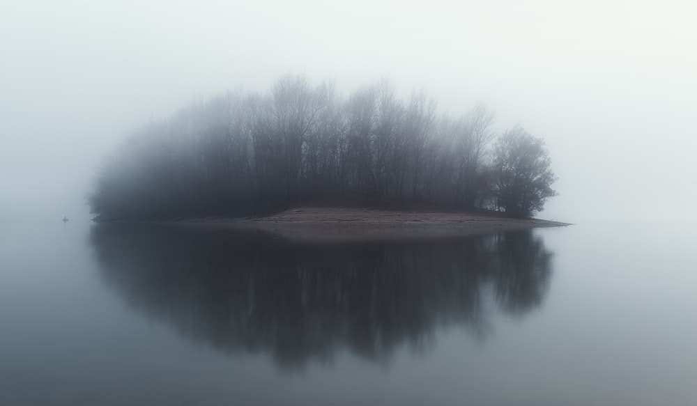 Misty Island Reflection by Leicher Oliver — canvas wall art