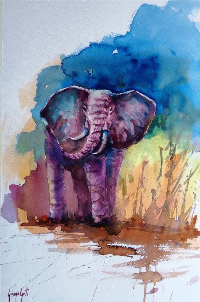 Majestic Purple Elephant by Giorgio Gosti — canvas wall art