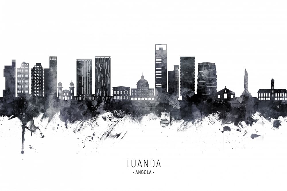 Watercolor Luanda Skyline by Michael Tompsett — canvas wall art