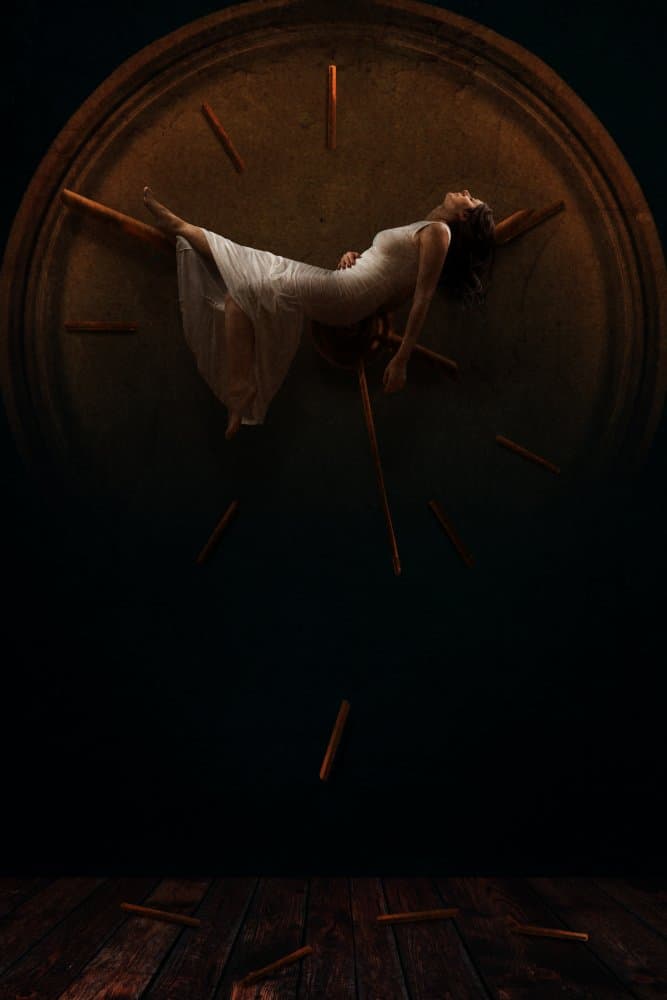 Woman On Clock Dream by Laura Benvenuti — canvas wall art