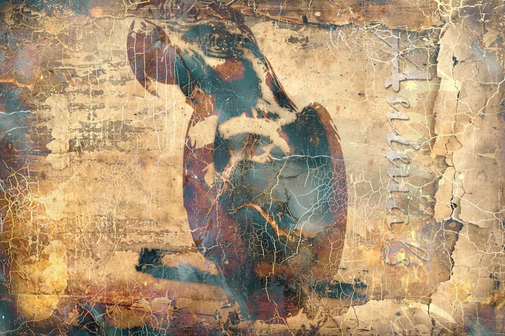 Vintage Grunge Parrot by Rafal Kulik — canvas wall art