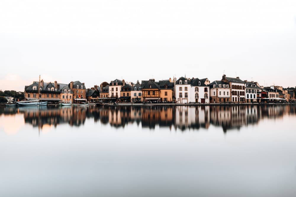 European Waterfront Reflections by Ofodo — canvas wall art