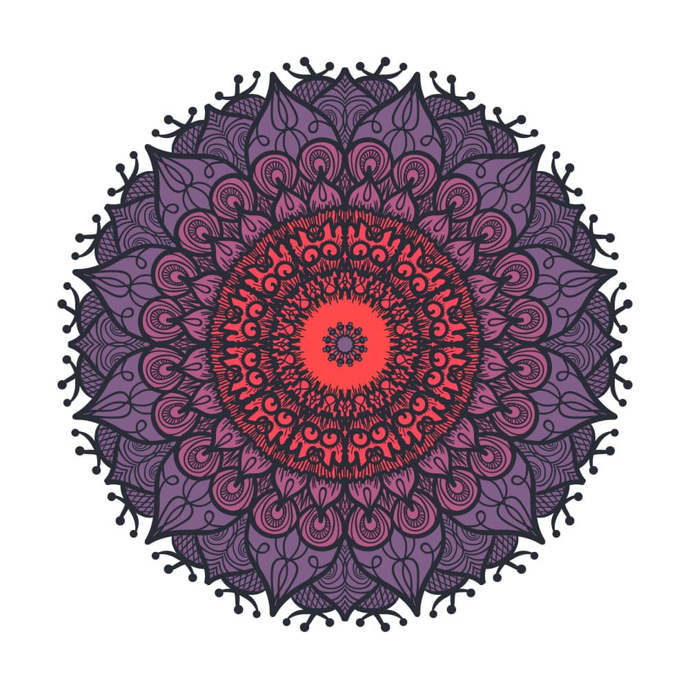 Red Purple Mandala Bloom by Marika Barsrsind — canvas wall art