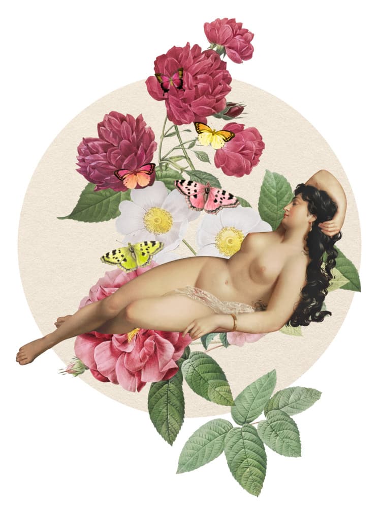 Serene Botanical Nude by Marja van den Hurk — canvas wall art