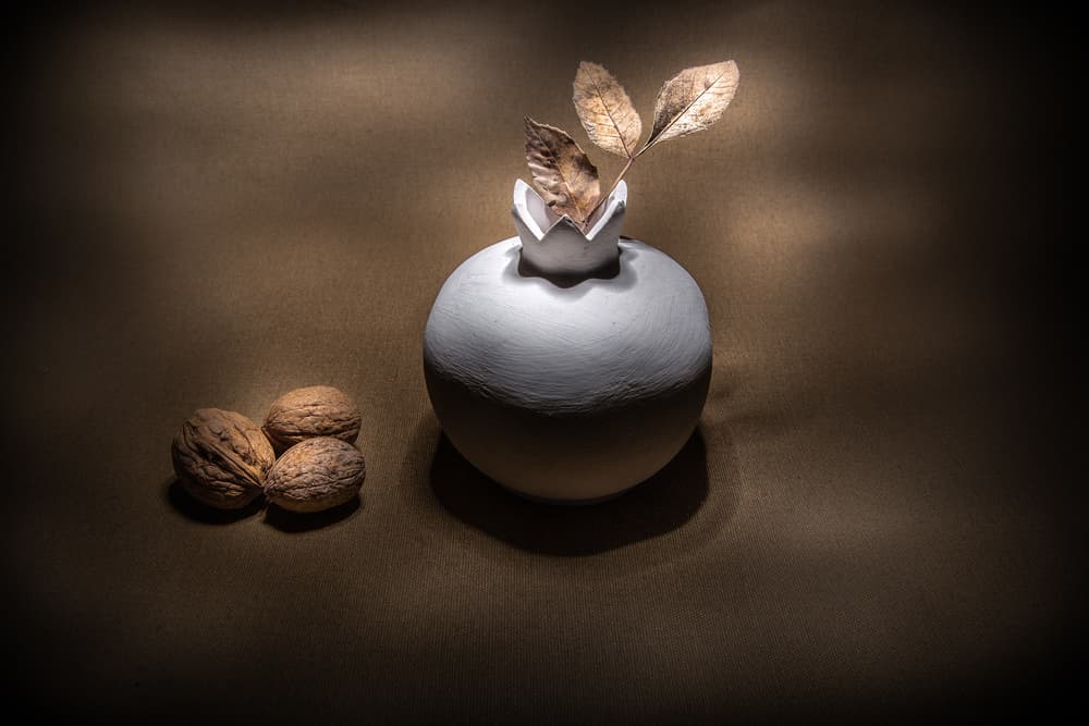 Autumn Vase Walnuts by Cicek Kiral — canvas wall art
