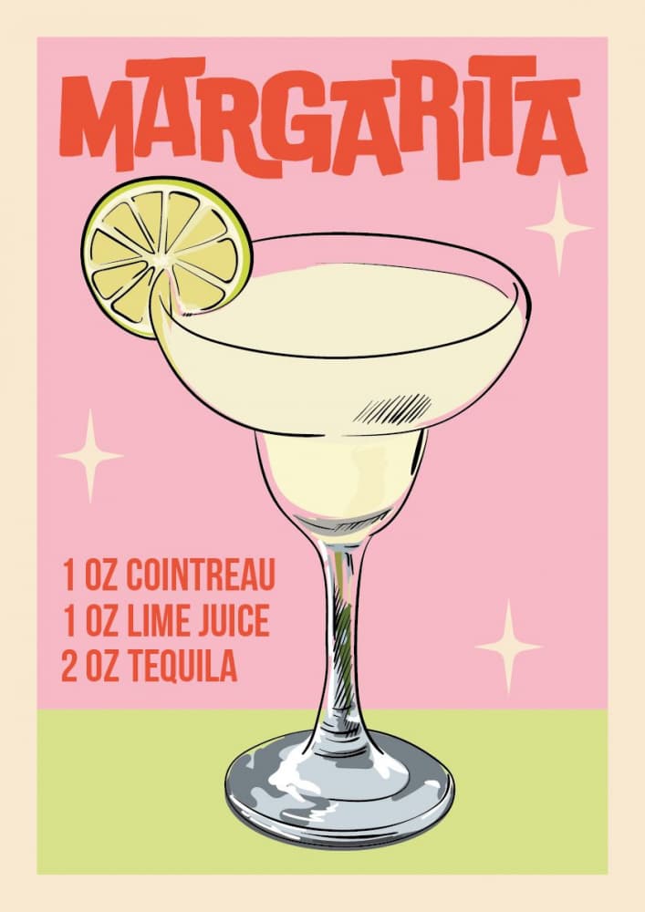 Margarita Cocktail Recipe by WallChart Art Studio — canvas wall art