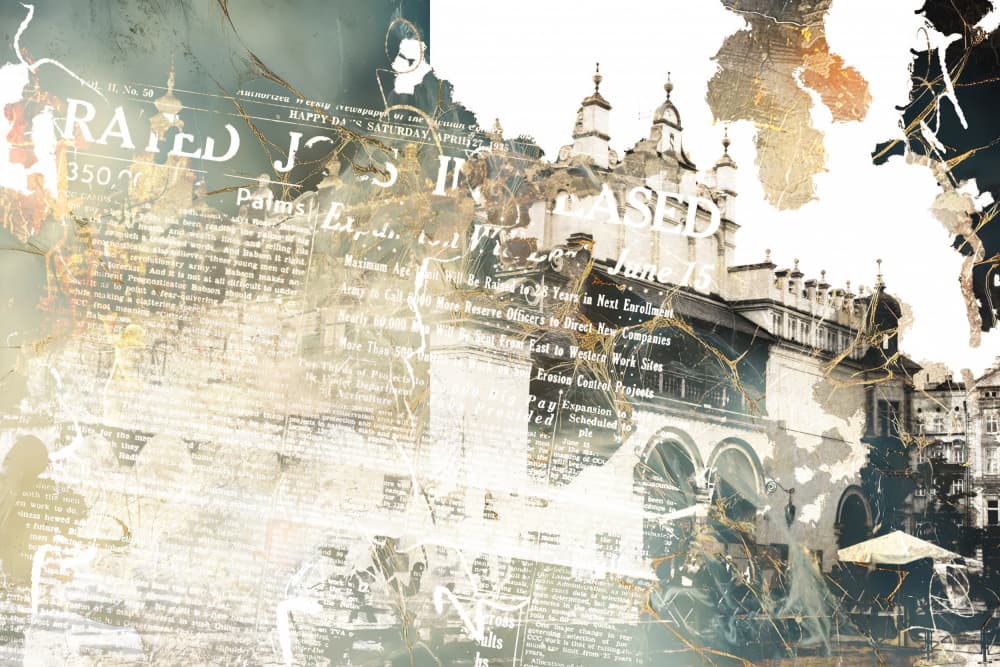 Golden City Layers by Rafal Kulik — canvas wall art