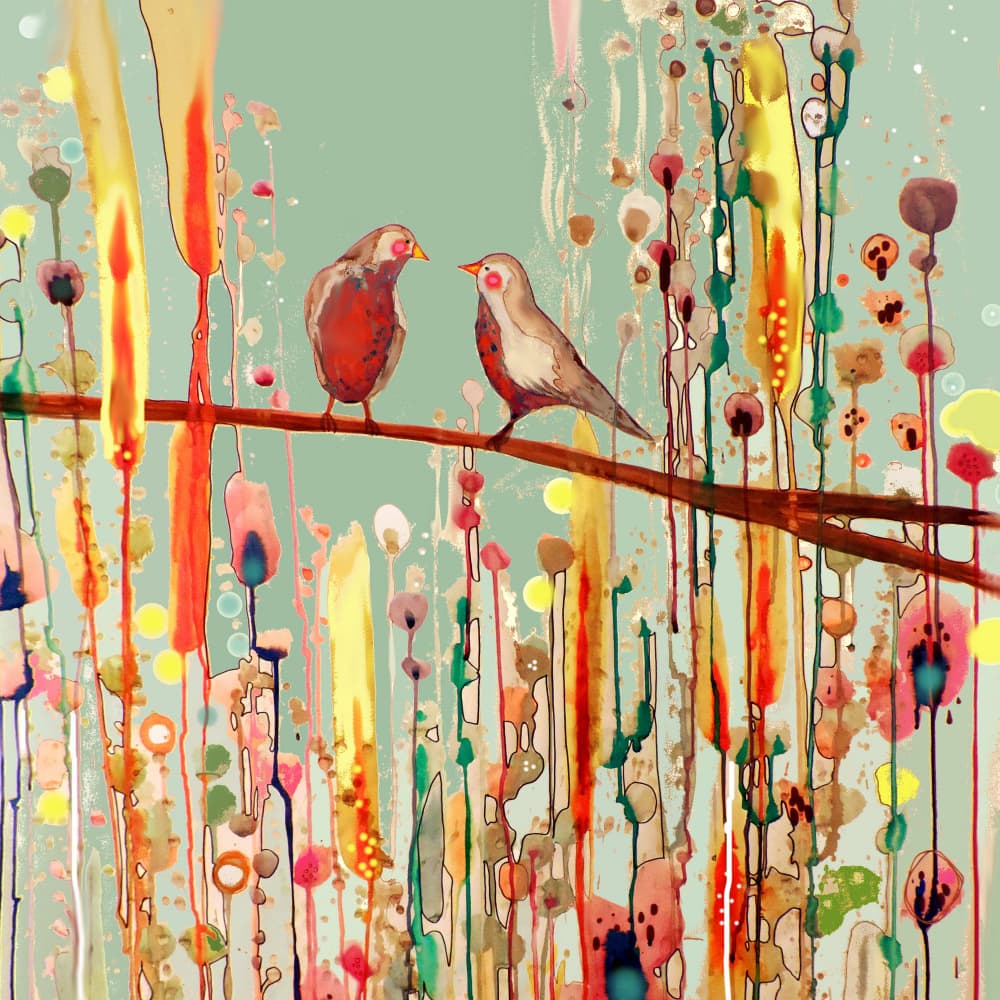 Whimsical Garden Birds by Sylvie Demers — canvas wall art