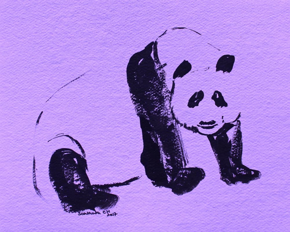 Black Ink Panda by Santhosh ch — canvas wall art