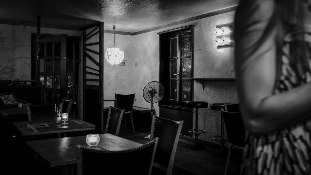 Moody Bar Interior by WalkTheCamera — canvas wall art
