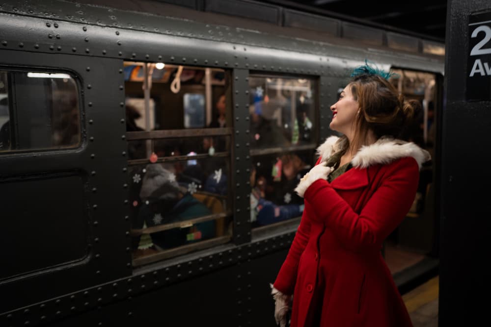 Retro Christmas Subway by John Fan — canvas wall art