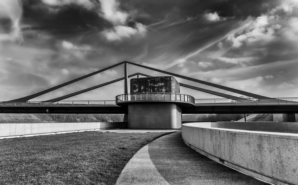 Dramatic Modern Bridge by Liliane Lathouwers — canvas wall art