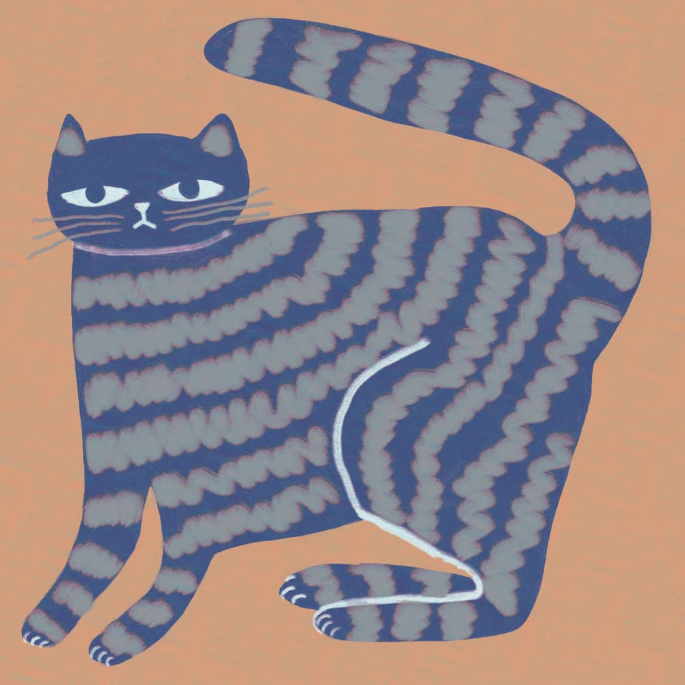 Grumpy Blue Striped Cat by Sharyn Bursic — canvas wall art