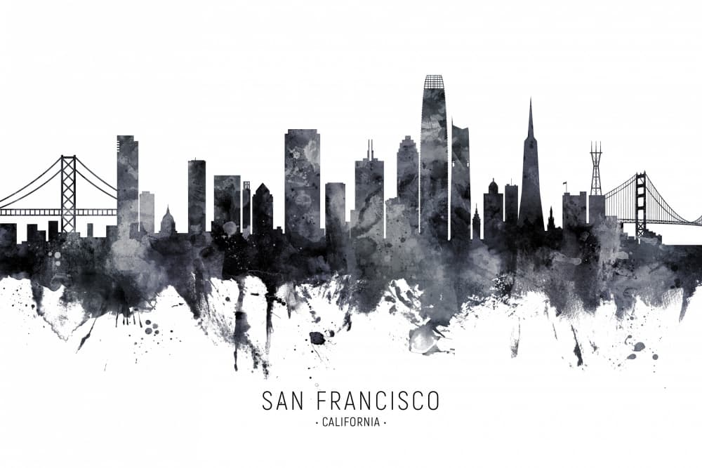 San Francisco Skyline Abstract by Michael Tompsett — canvas wall art