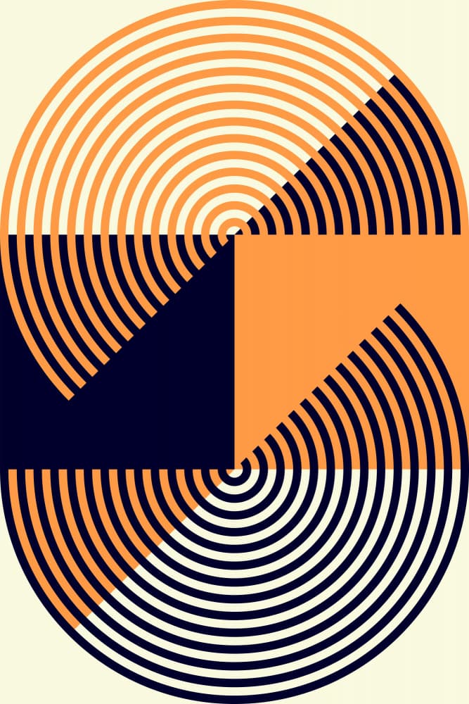 Orange Blue Geometric Arcs by Petr Strnad — canvas wall art